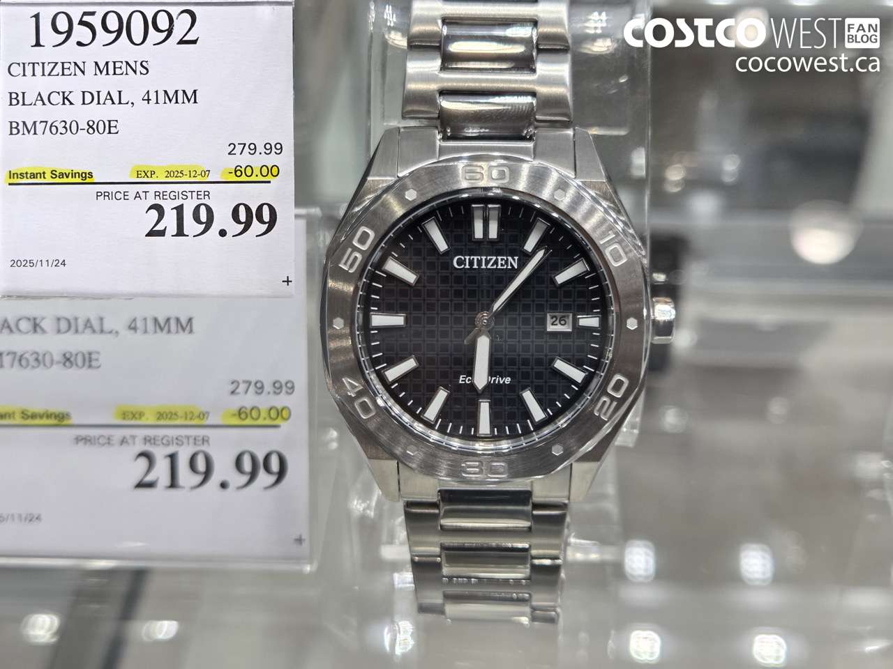 1959092 CITIZEN MENS BLACK DIAL, 41MM BM7630-80E ($60.00 INSTANT SAVINGS EXPIRES ON 2025-12-07) $219.99