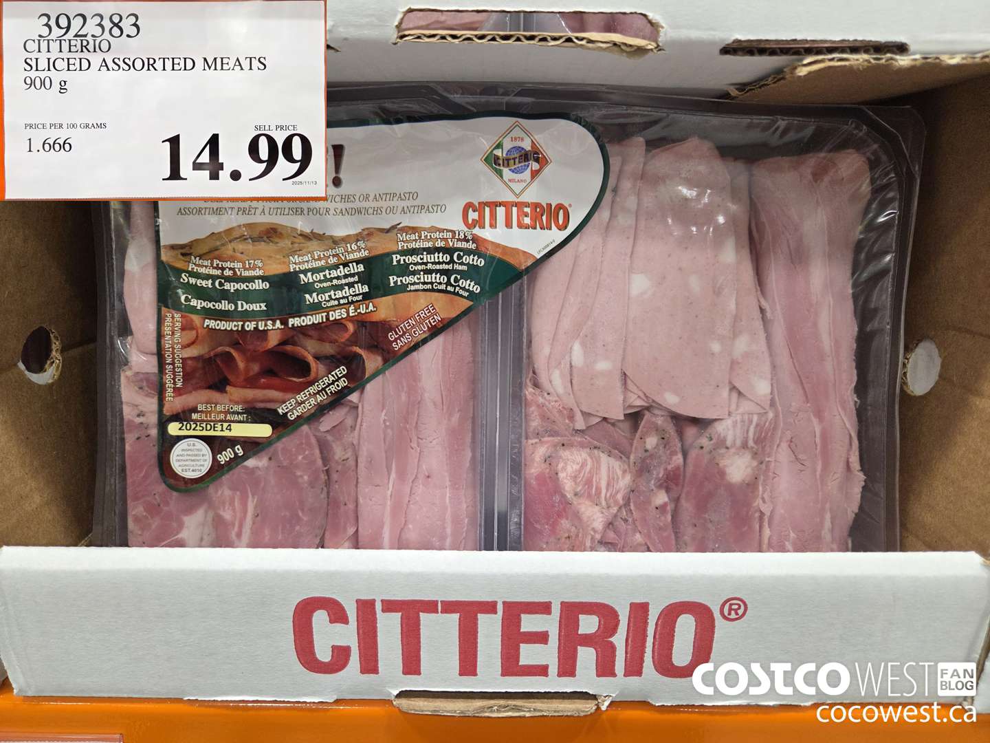 392383 CITTERIO SLICED ASSORTED MEATS 900 g $14.99