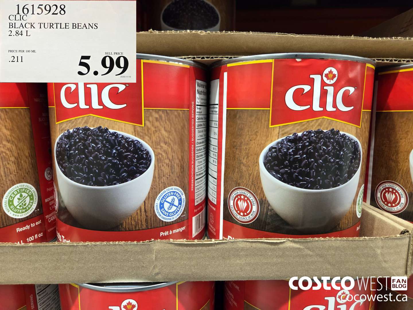 1615928 CLIC BLACK TURTLE BEANS 2.84 L $5.99