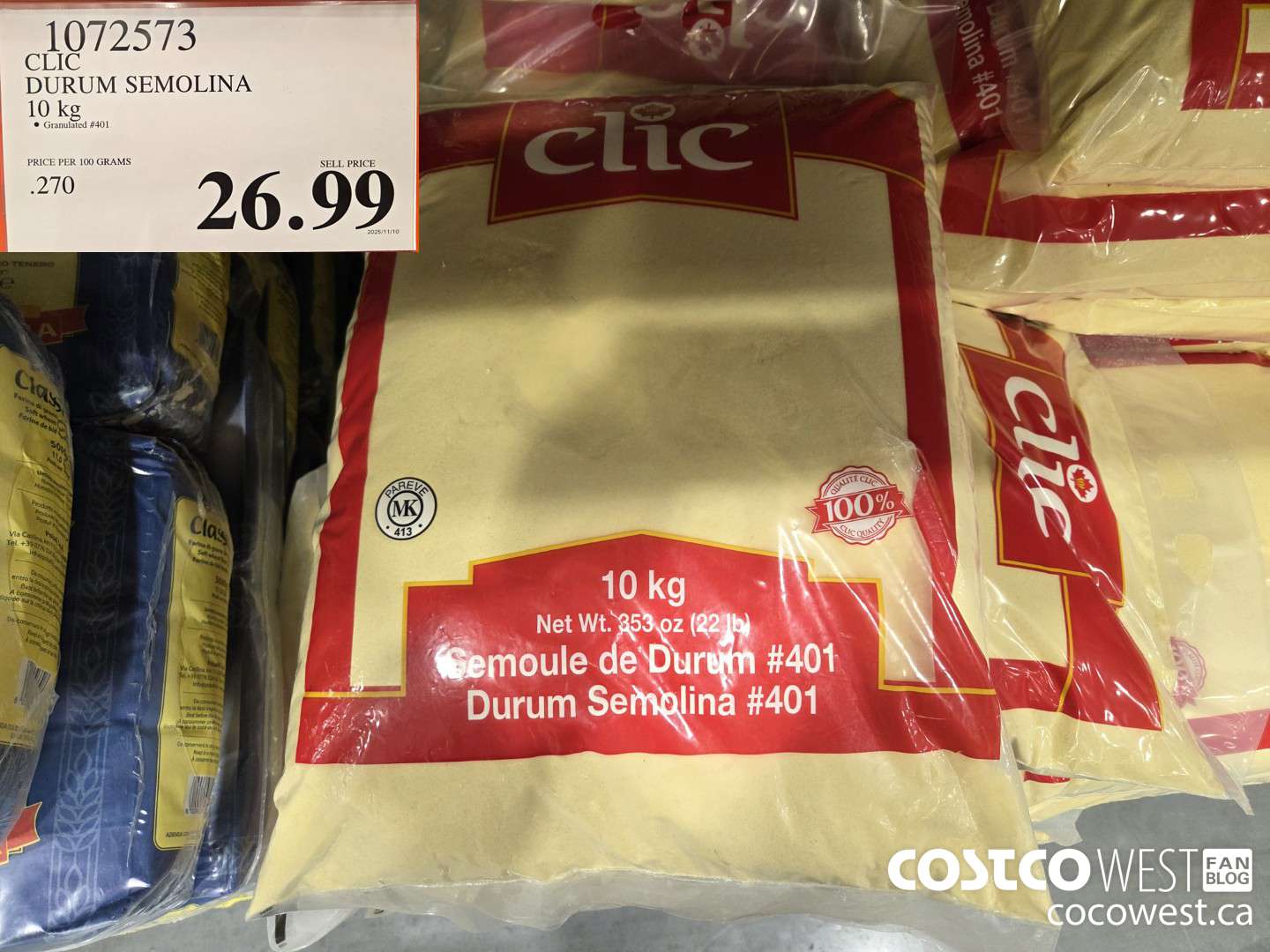 1072573 CLIC DURUM SEMOLINA 10 kg $26.99