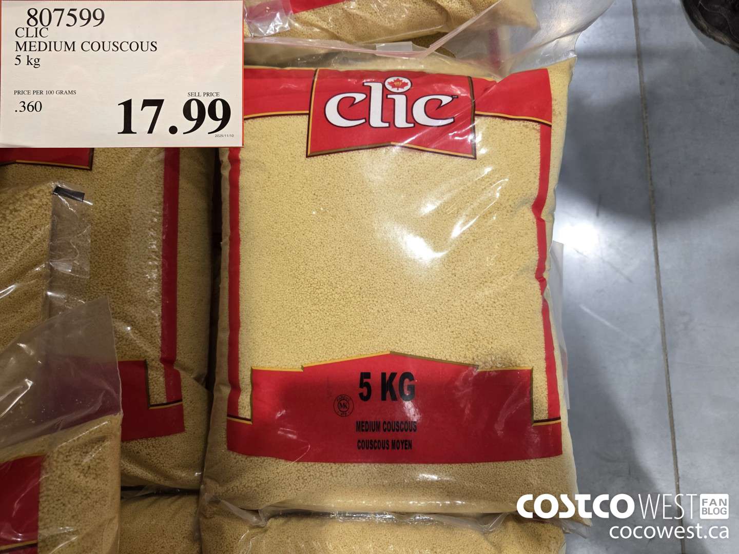 807599 CLIC MEDIUM COUSCOUS 5 kg $17.99