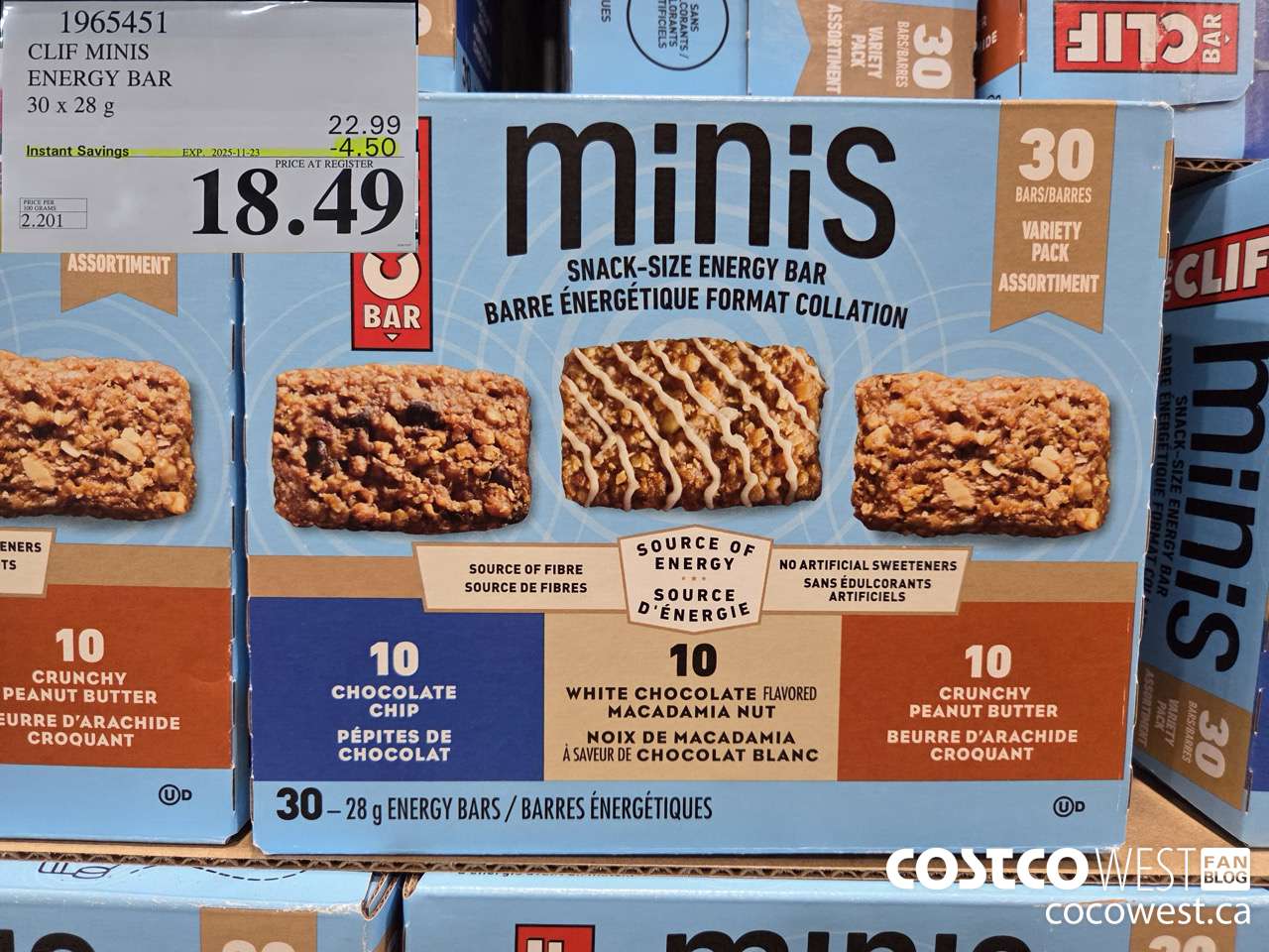 1965451 CLIFS MINIS ENERGY BAR 30 X 28G ($4.50 INSTANT SAVINGS EXPIRES ON 2025-11-23) $18.49