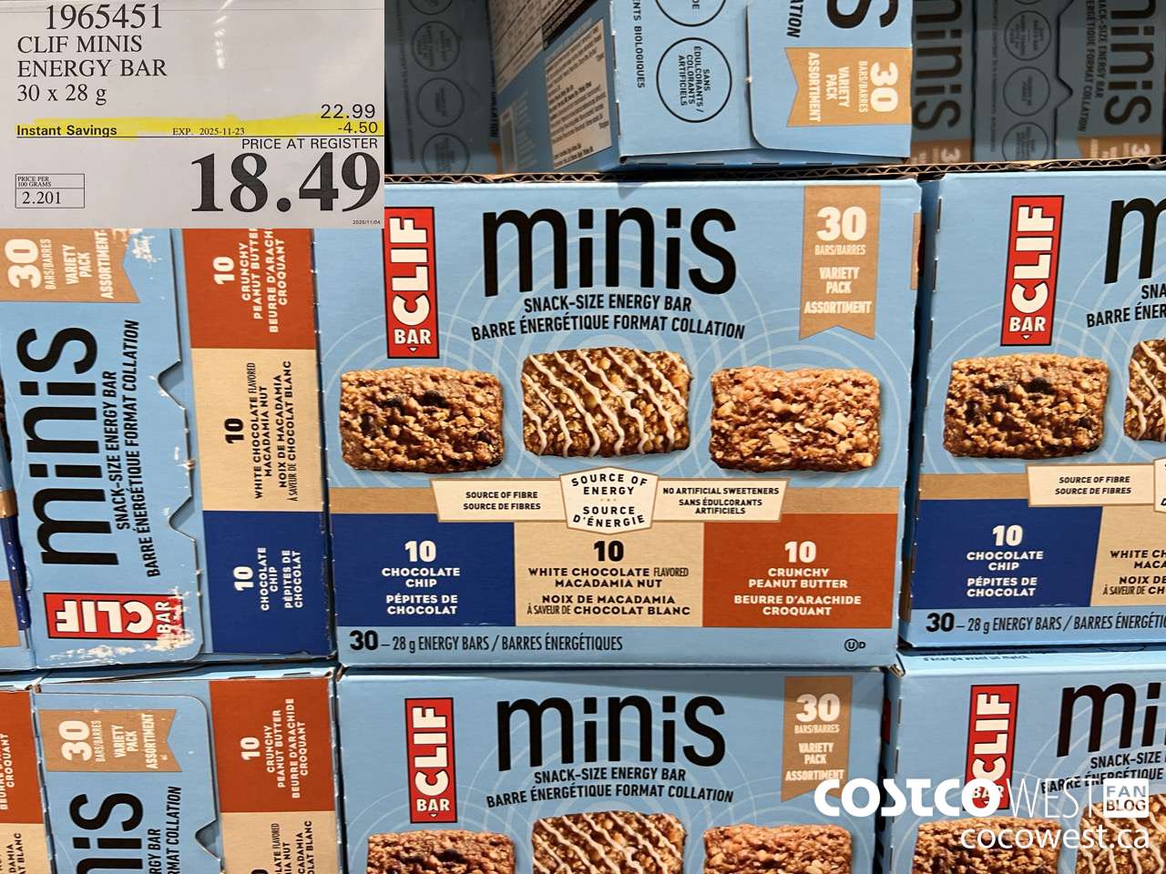 1965451 CLIFS MINIS ENERGY BAR 30 X 28G ($4.50 INSTANT SAVINGS EXPIRES ON 2025-11-23) $18.49
