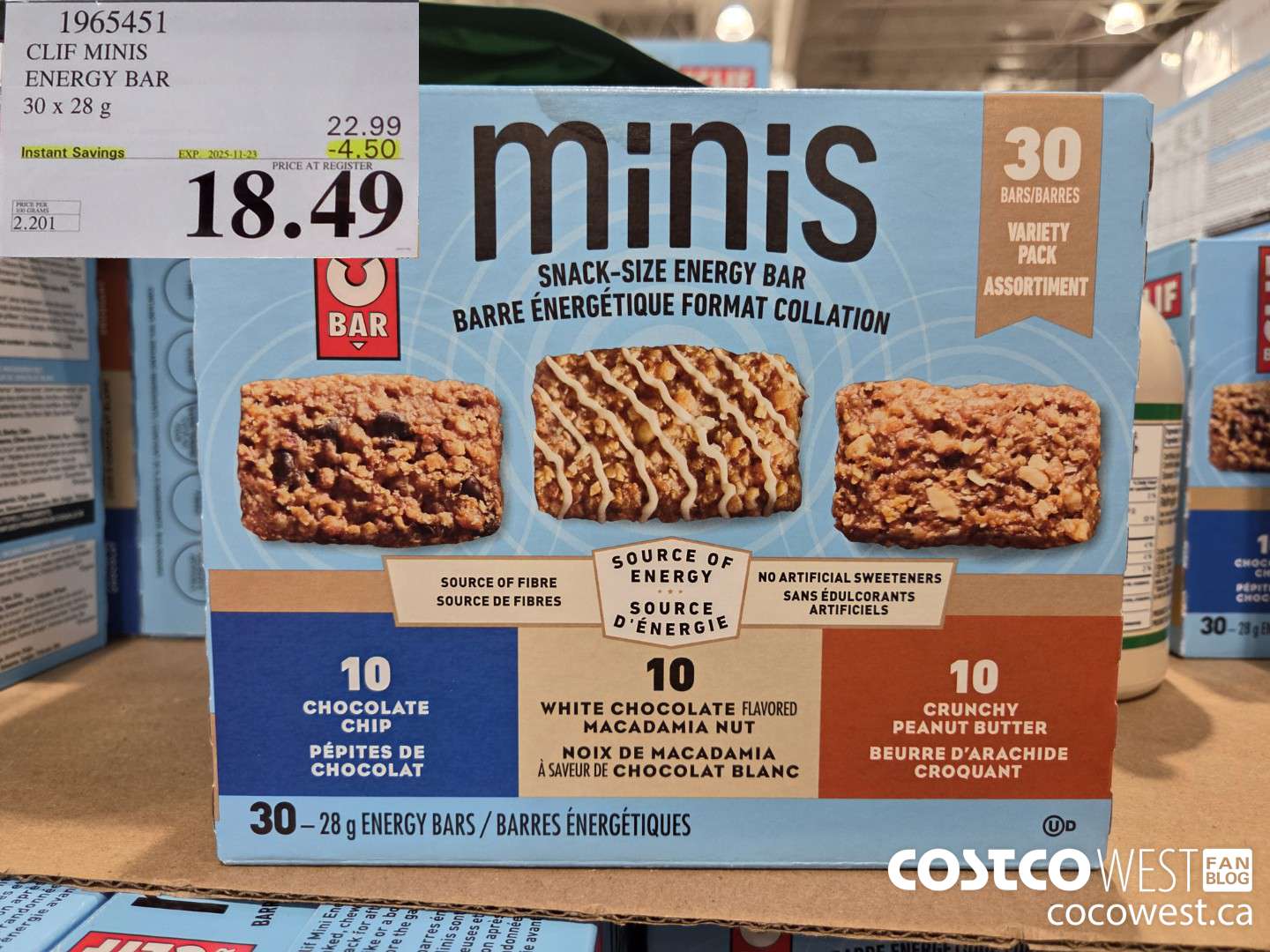 1965451 CLIF MINIS ENERGY BAR 30 x 28 g ($4.50 INSTANT SAVINGS EXPIRES ON 2025-11-23) $18.49