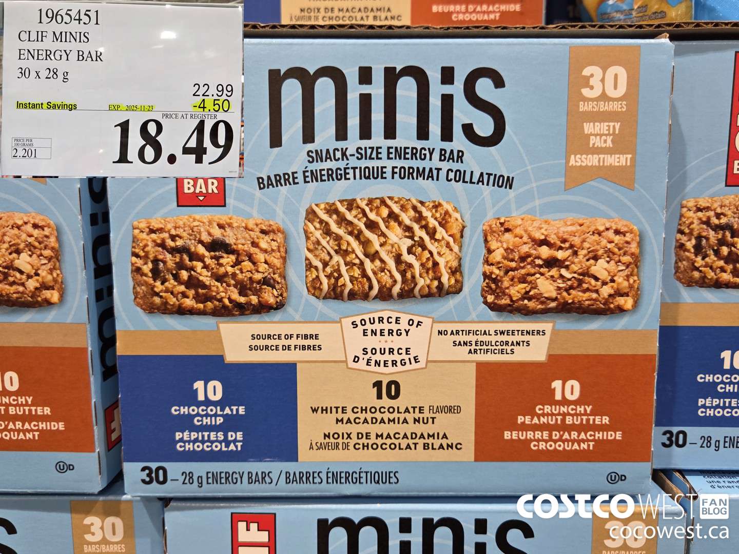 1965451 CLIF MINIS ENERGY BAR 30 x 28 g ($4.50 INSTANT SAVINGS EXPIRES ON 2025-11-23) $18.49