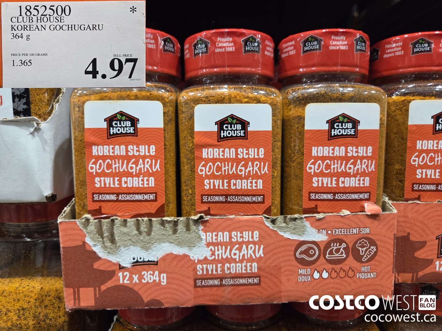 1852500 CLUB HOUSE KOREAN GOCHUGARU 364G $4.97