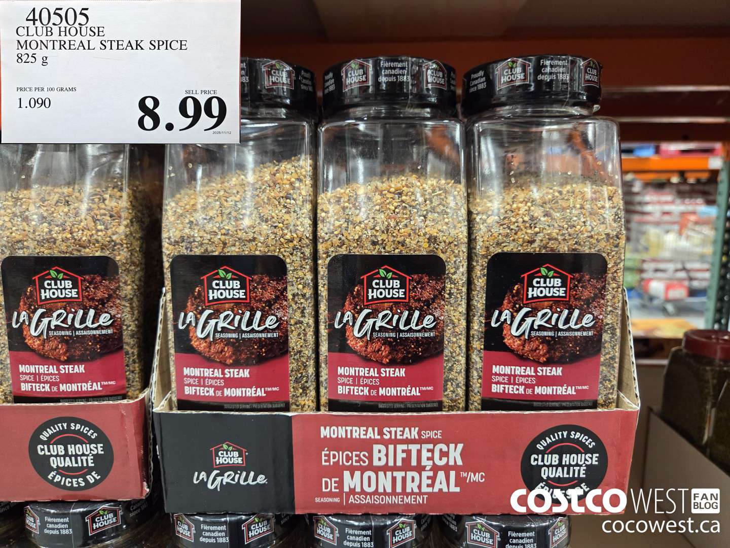 40505 CLUB HOUSE MONTREAL STEAK SPICE 825 g $8.99