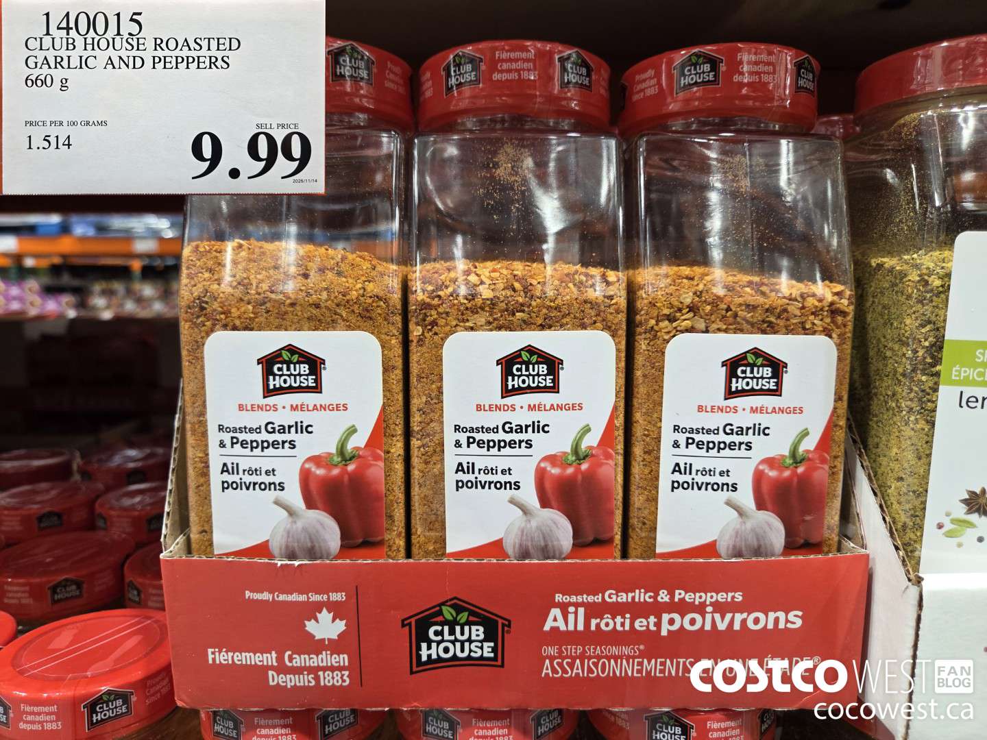 140015 CLUB HOUSE ROASTED GARLIC AND PEPPERS 660 g $9.99