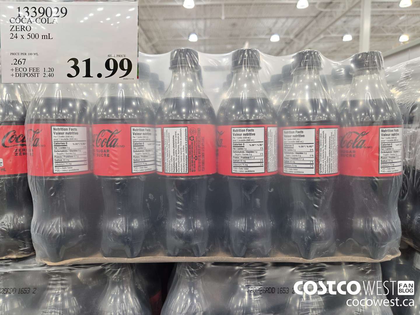 1339029 COCA-COLA ZERO 24 x 500 mL $31.99