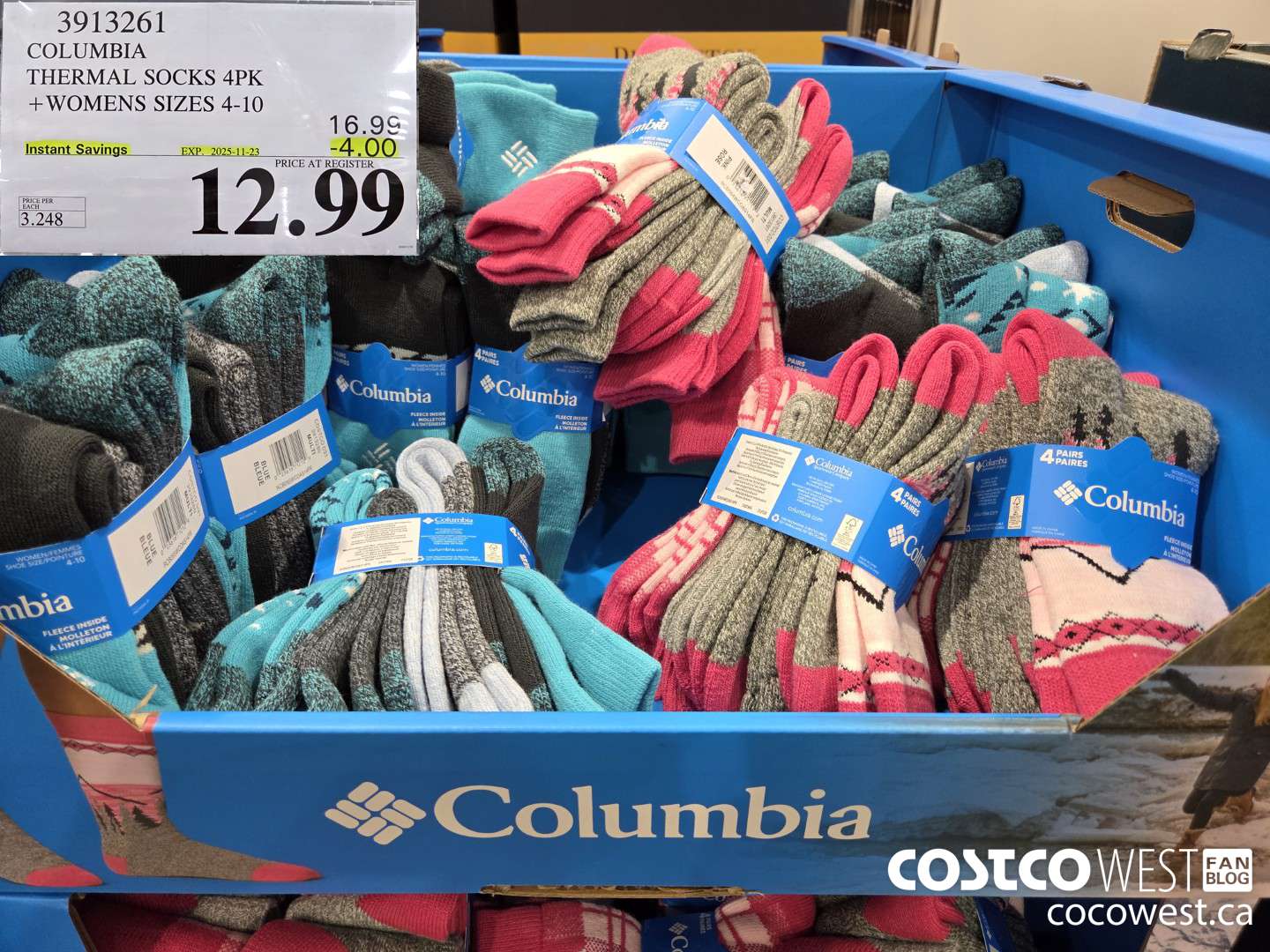 3913261 COLUMBIA THERMAL SOCKS 4PK WOMENS SIZES 4-10 ($4.00 INSTANT SAVINGS EXPIRES ON 2025-11-23) $12.99