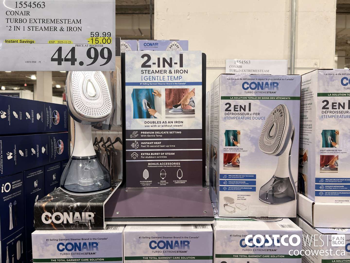 1554563 CONAIR TURBO EXTREMESTEAM 2 IN 1 STEAMER & IRON ($15.00 INSTANT SAVINGS EXPIRES ON 2025-11-23) $44.99