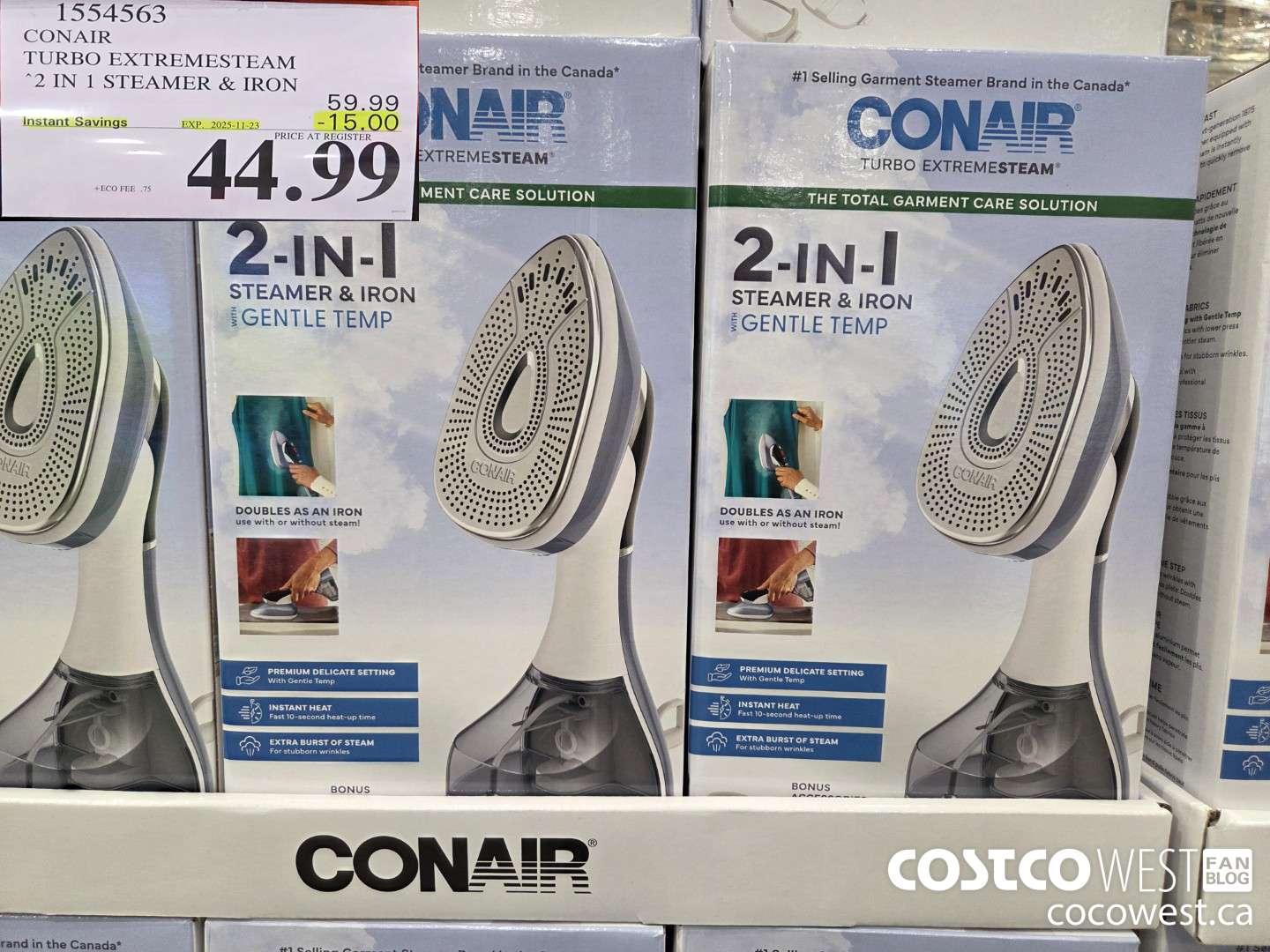 1554563 CONAIR TURBO EXTREMESTEAM 2 IN 1 STEAMER & IRON ($15.00 INSTANT SAVINGS EXPIRES ON 2025-11-23) $44.99