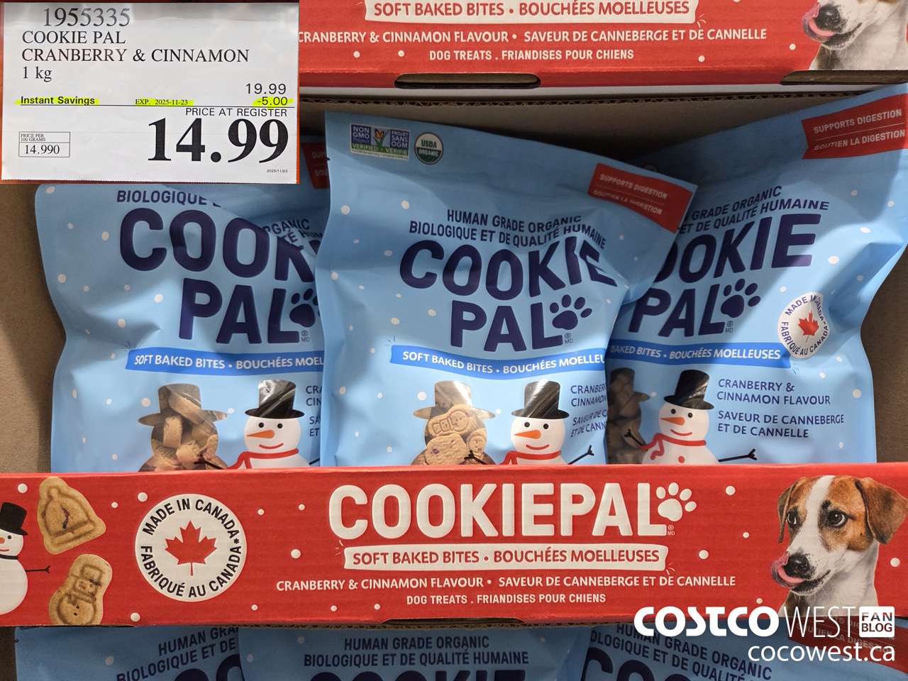 1955335 COOKIE PAL CRANBERRY & CINNAMON 1KG ($5.00 INSTANT SAVINGS EXPIRES ON 2025-11-23) $14.99