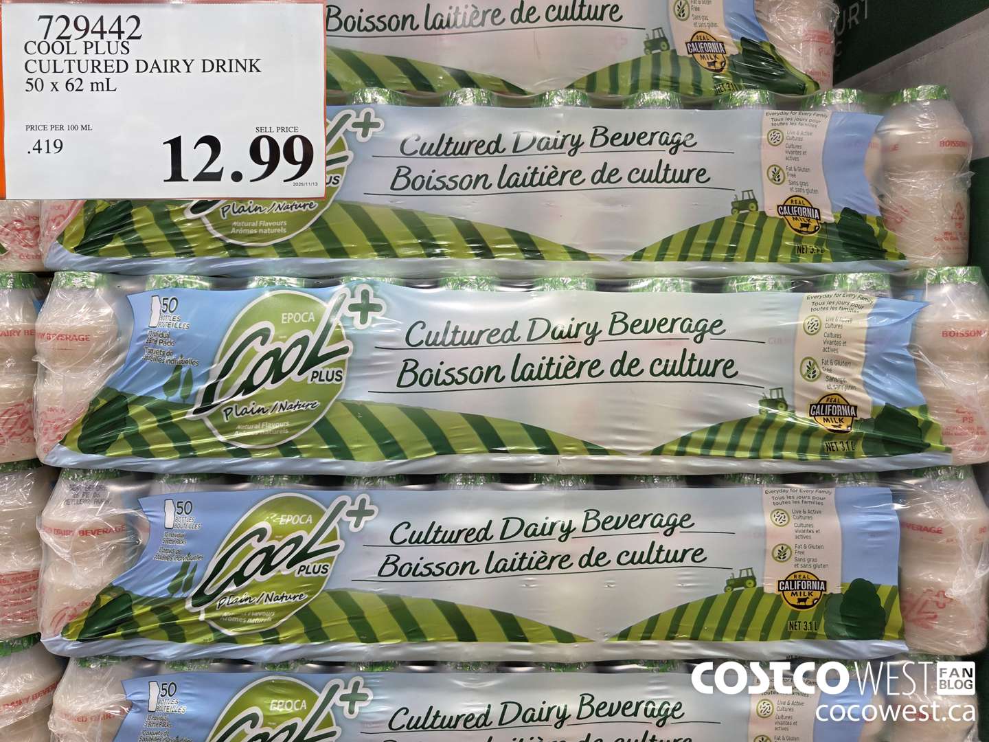 729442 COOL PLUS CULTURED DAIRY DRINK 50 x 62 mL $12.99