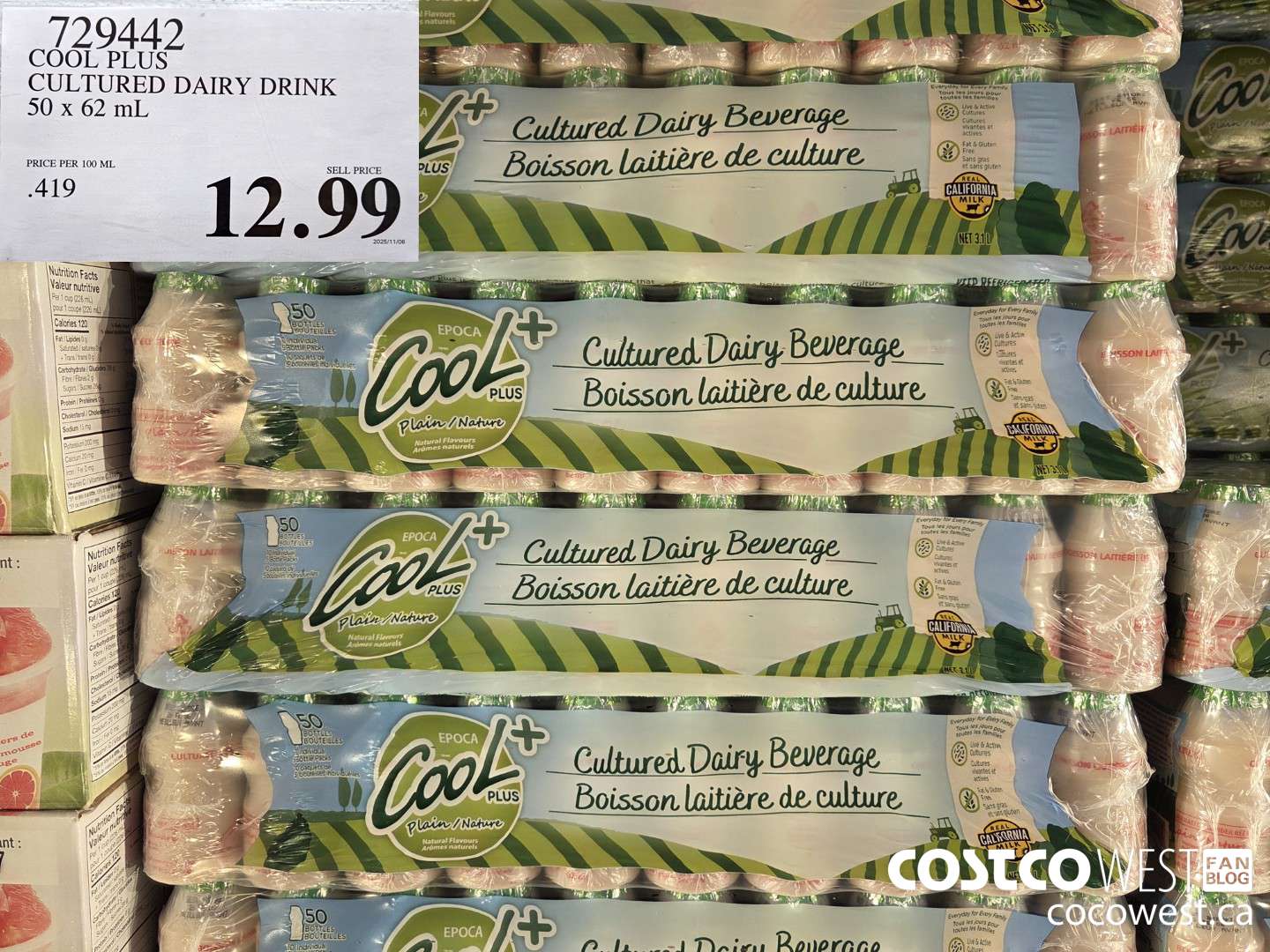 729442 COOL PLUS CULTURED DAIRY DRINK 50 x 62 mL $12.99