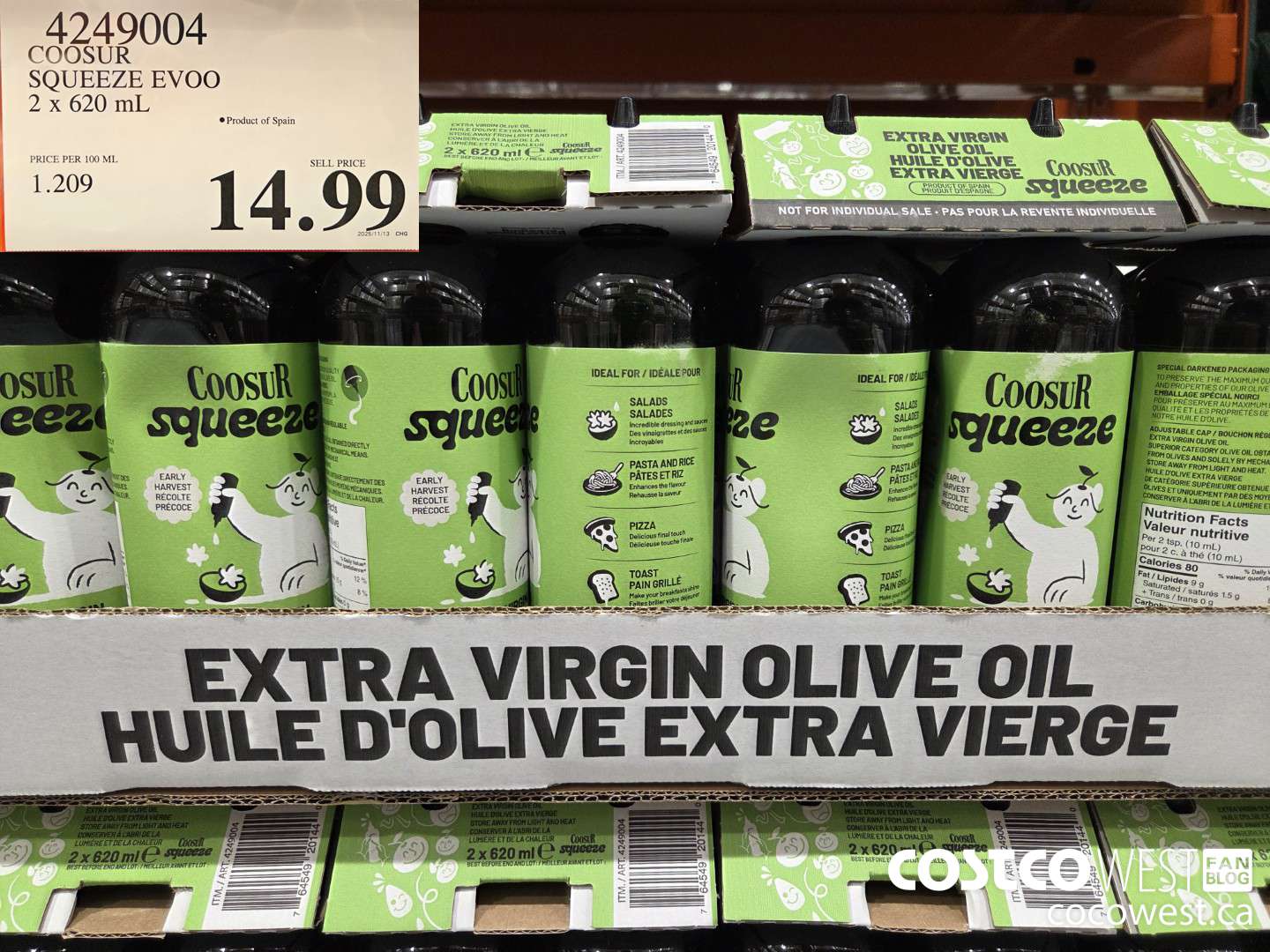 4249004 COOSUR SQUEEZE EVOO 2 X 620ML $14.99