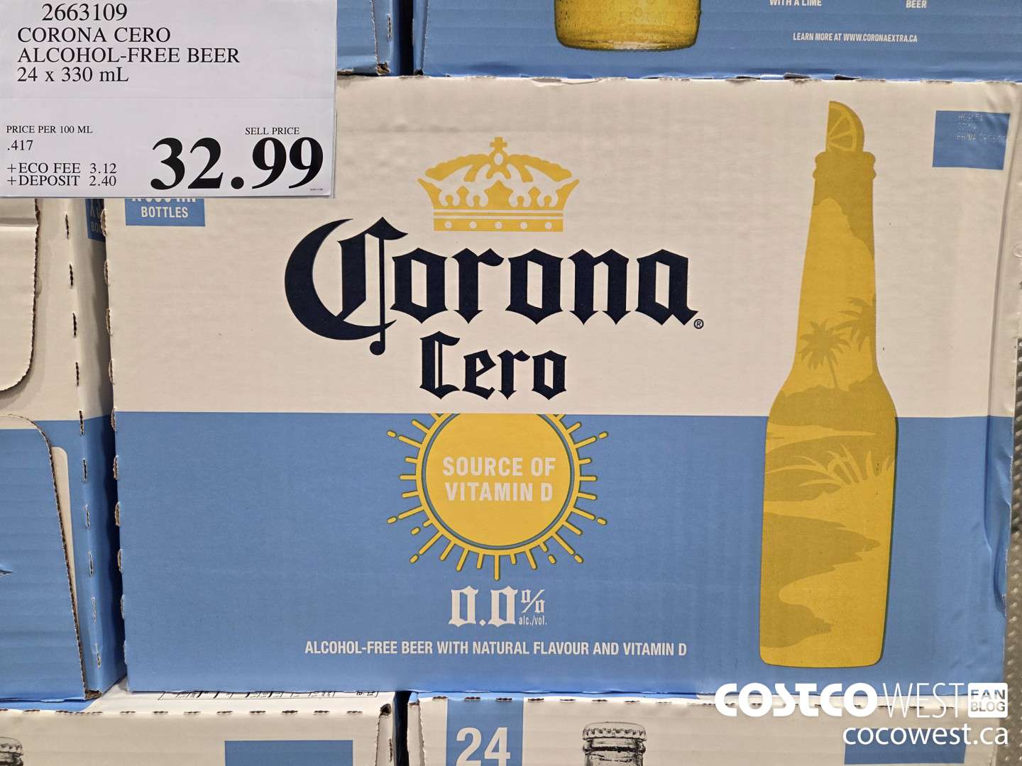 2663109 CORONA CERO NON-ALCOHOLIC BEER 24 X 330ML $32.99