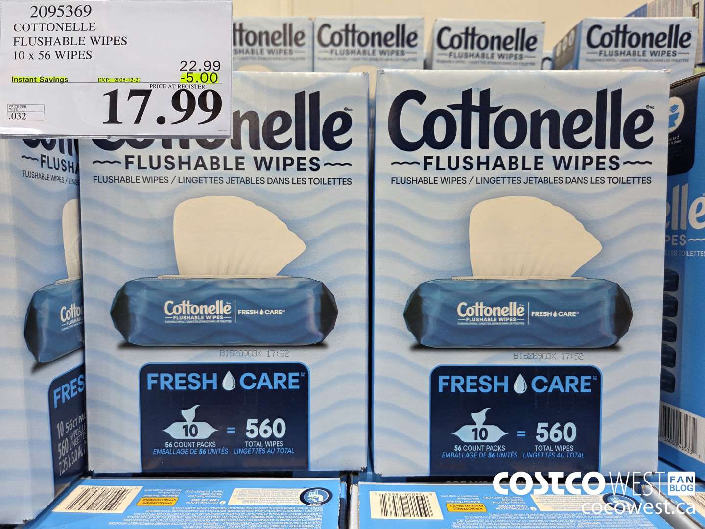 2095369 COTTONELLE FLUSHABLE WIPES 560 UNITS ($5.00 INSTANT SAVINGS EXPIRES ON 2025-12-21) $17.99