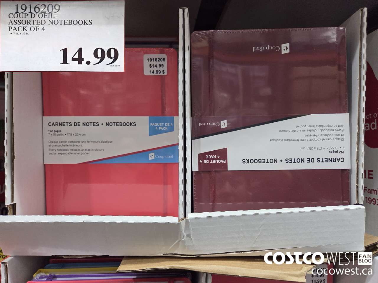 1916209 COUP D'OEIL ASSORTED NOTEBOOKS 7 X 10 4-PACK $14.99