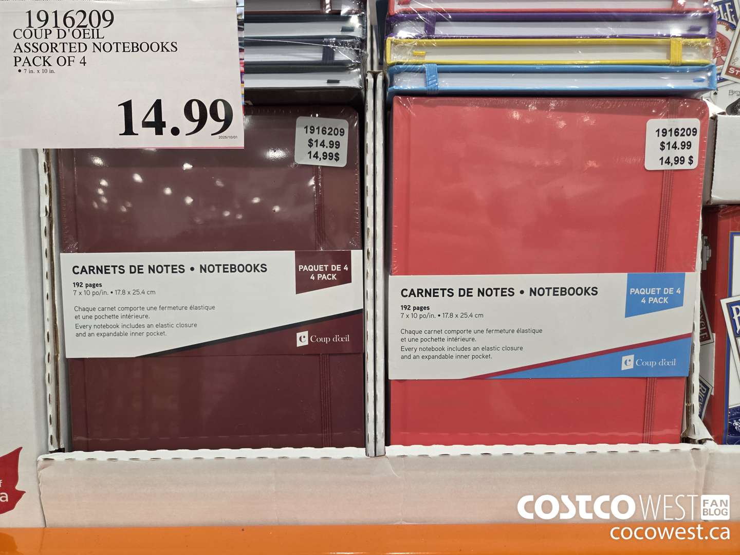 1916209 COUP D'OEIL ASSORTED NOTEBOOKS 7 X 10 4-PACK $14.99