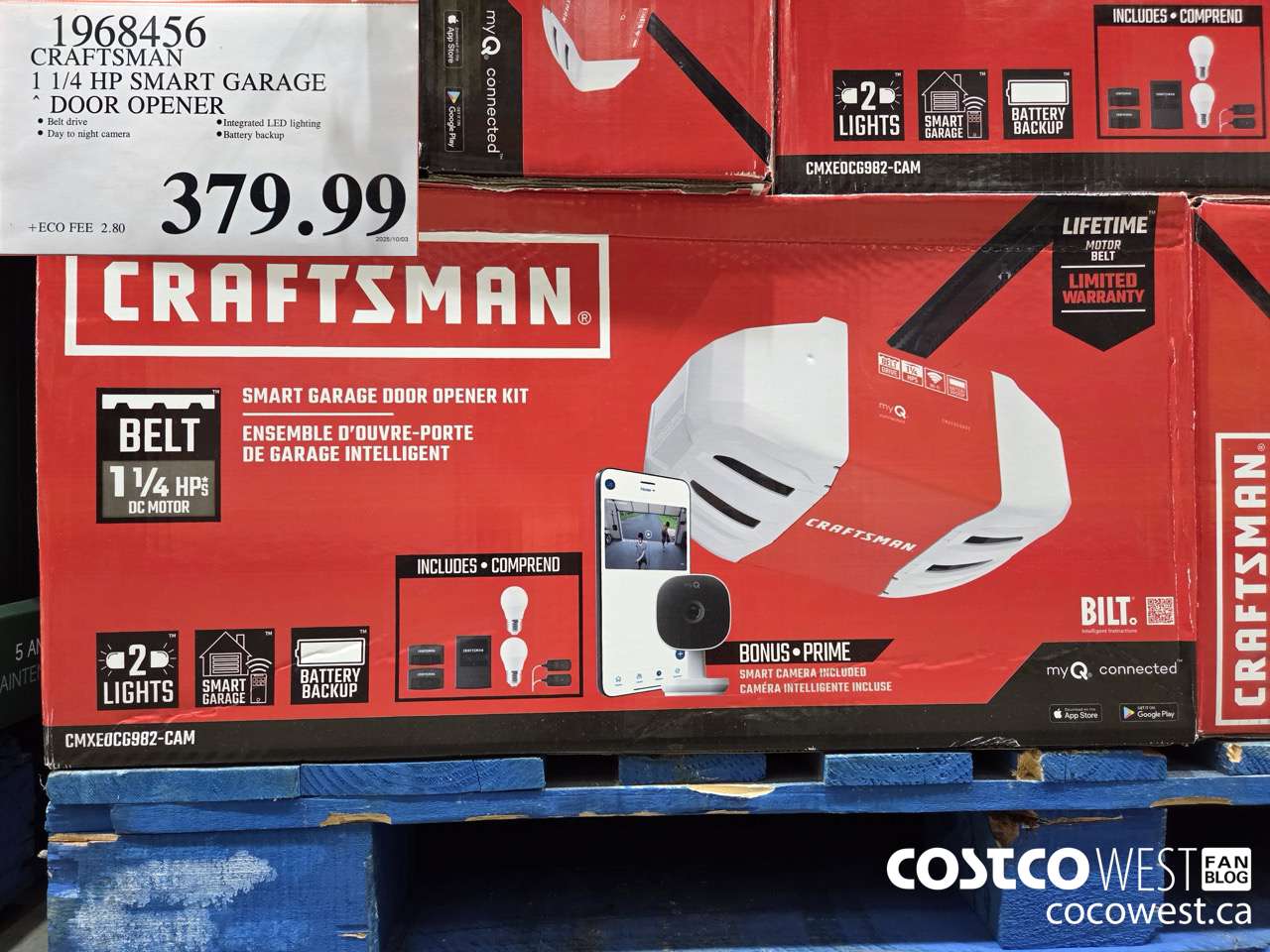 1968456 CRAFTSMAN 1 1/4 HP SMART GARAGE DOOR OPENER $379.99