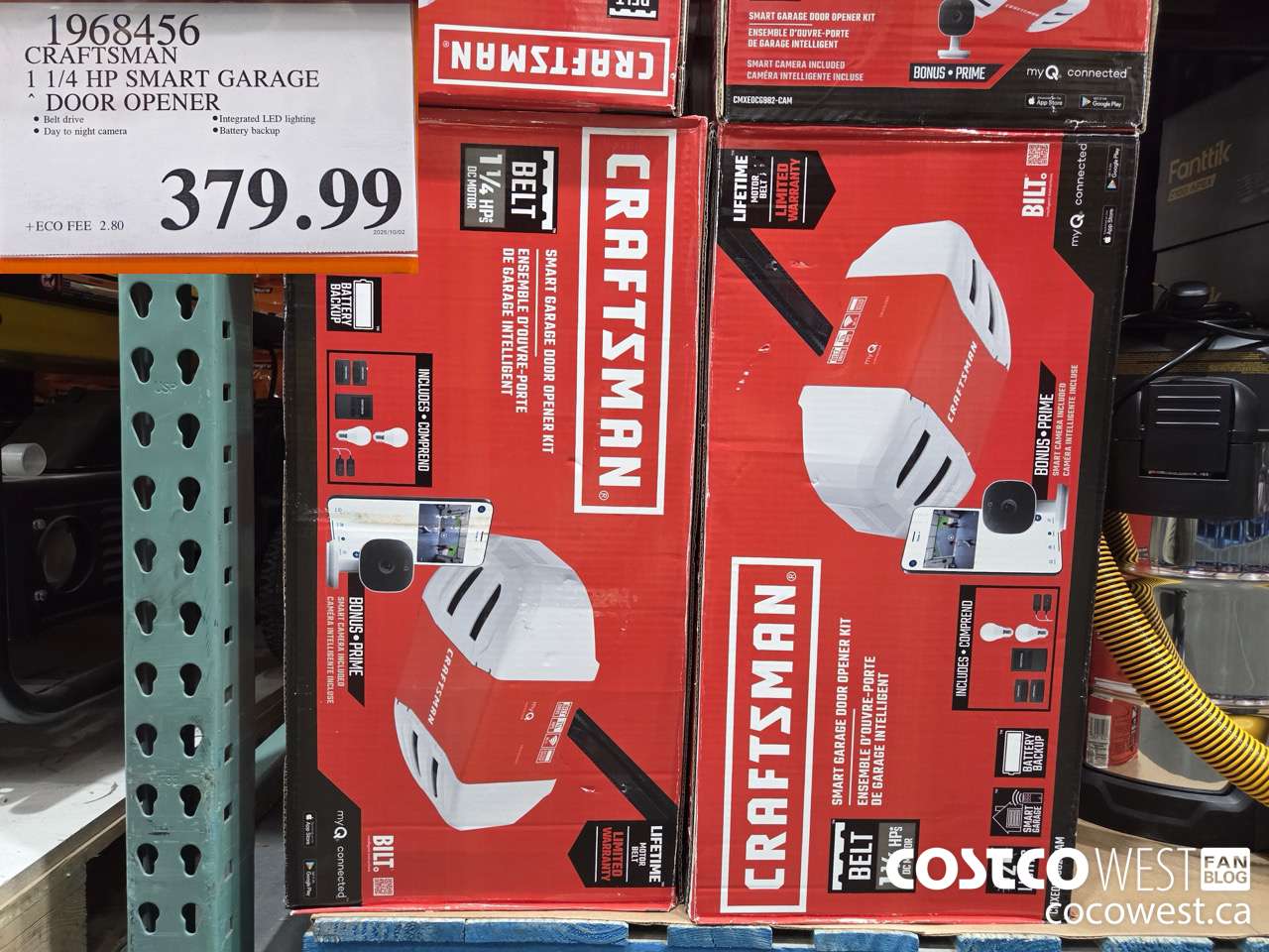 1968456 CRAFTSMAN 1 1/4 HP SMART GARAGE DOOR OPENER $379.99