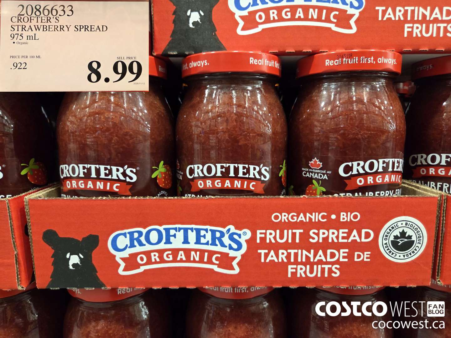 2086633 CROFTER'S ORGANIC STRAWBERRY 975ML $8.99