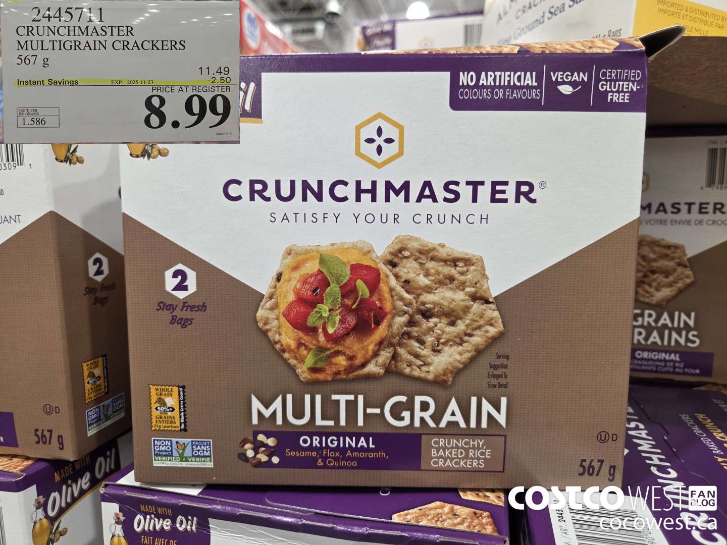 2445711 CRUNCHMASTER MULTIGRAIN CRACKERS 567 g ($2.50 INSTANT SAVINGS EXPIRES ON 2025-11-23) $8.99