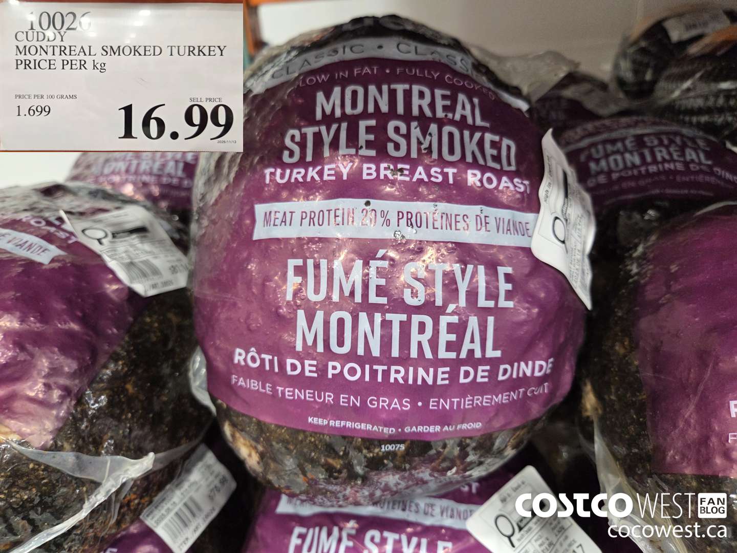 10026 CUDDY MONTREAL SMOKED TURKEY PRICE PER kg $16.99