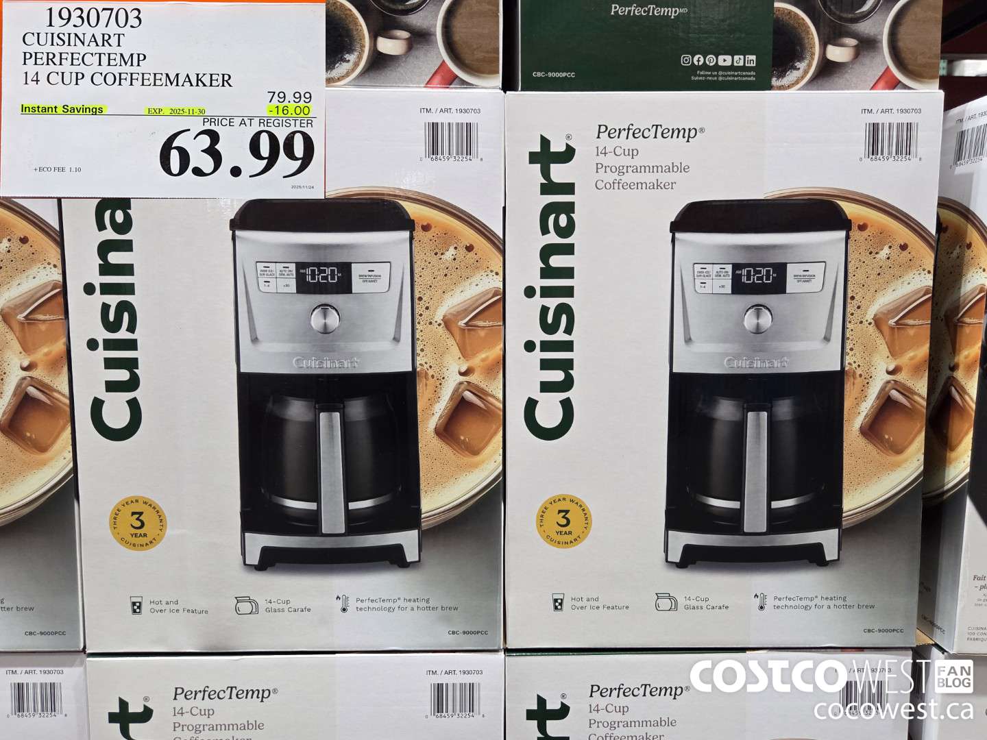 1930703 CUISINART PERFECTEMP 14 CUP COFFEEMAKER ($16.00 INSTANT SAVINGS EXPIRES ON 2025-11-30) $63.99