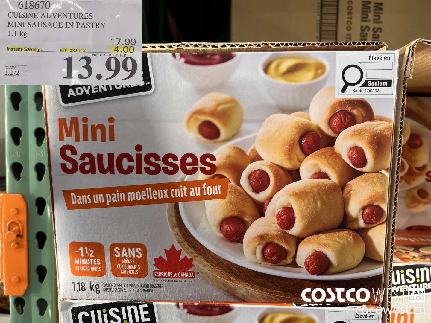618670 CUISINE ADVENTURES MINI SAUSAGE IN PASTRY 1.1KG ($4.00 INSTANT SAVINGS EXPIRES ON 2025-11-23) $13.99