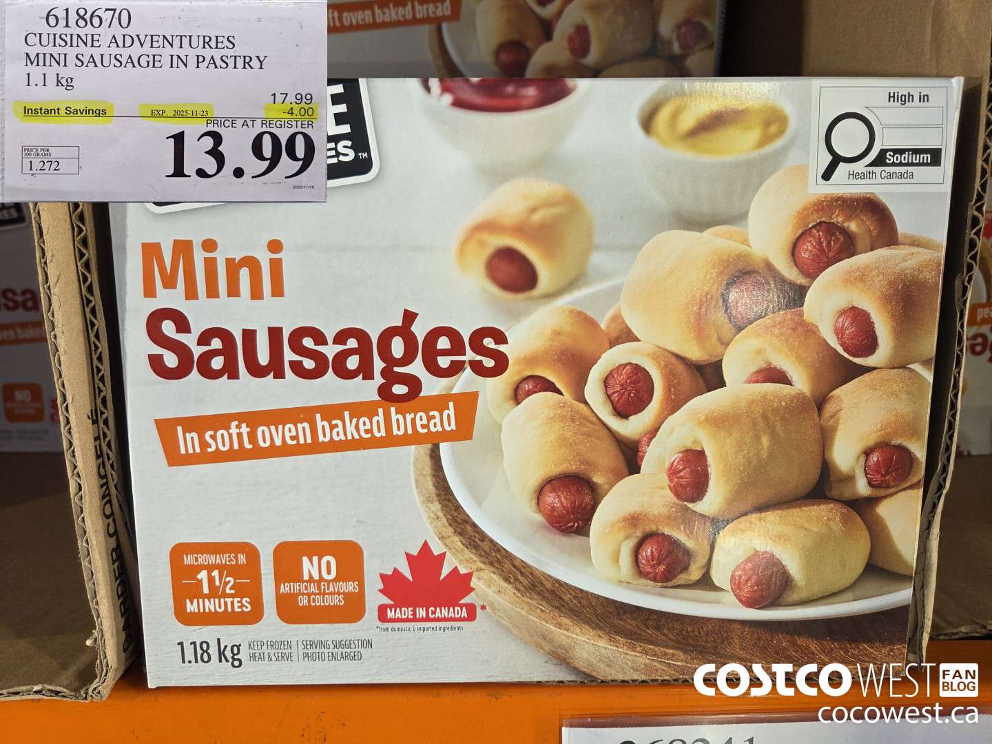 618670 CUISINE ADVENTURES MINI SAUSAGE IN PASTRY 1.1KG ($4.00 INSTANT SAVINGS EXPIRES ON 2025-11-23) $13.99