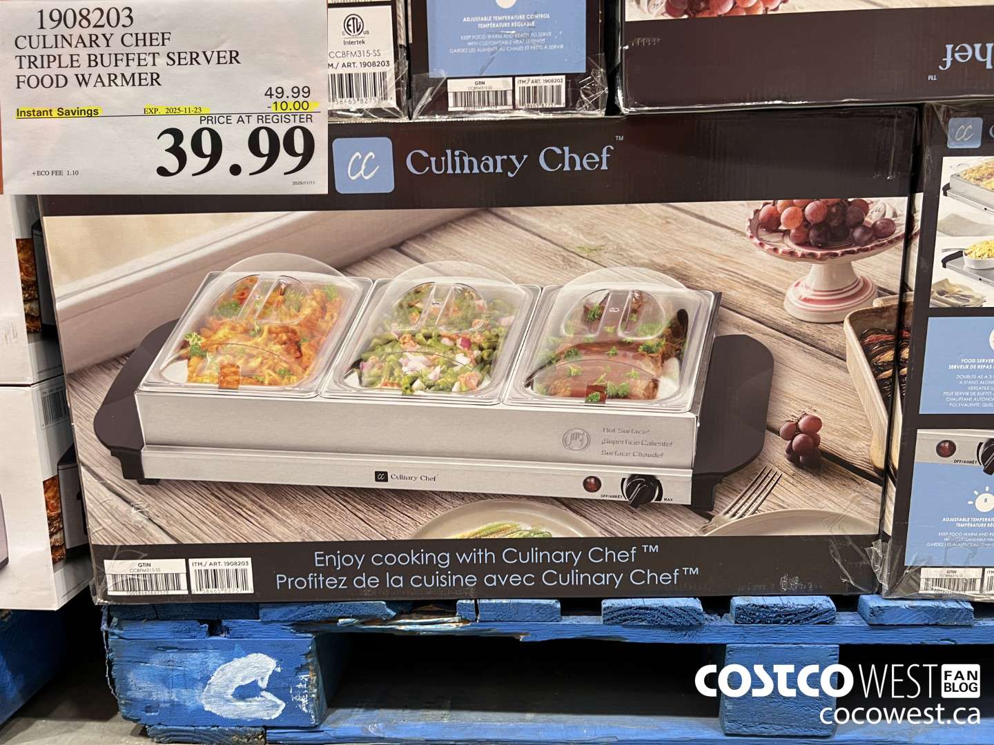 1908203 CULINARY CHEF TRIPLE BUFFET SERVER FOOD WARMER ($10.00 INSTANT SAVINGS EXPIRES ON 2025-11-23) $39.99
