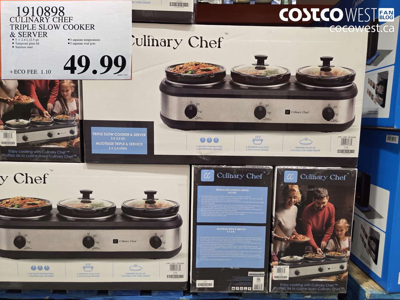 1910898 CULINARY CHEF TRIPLE SLOW COOKER & SERVER $49.99