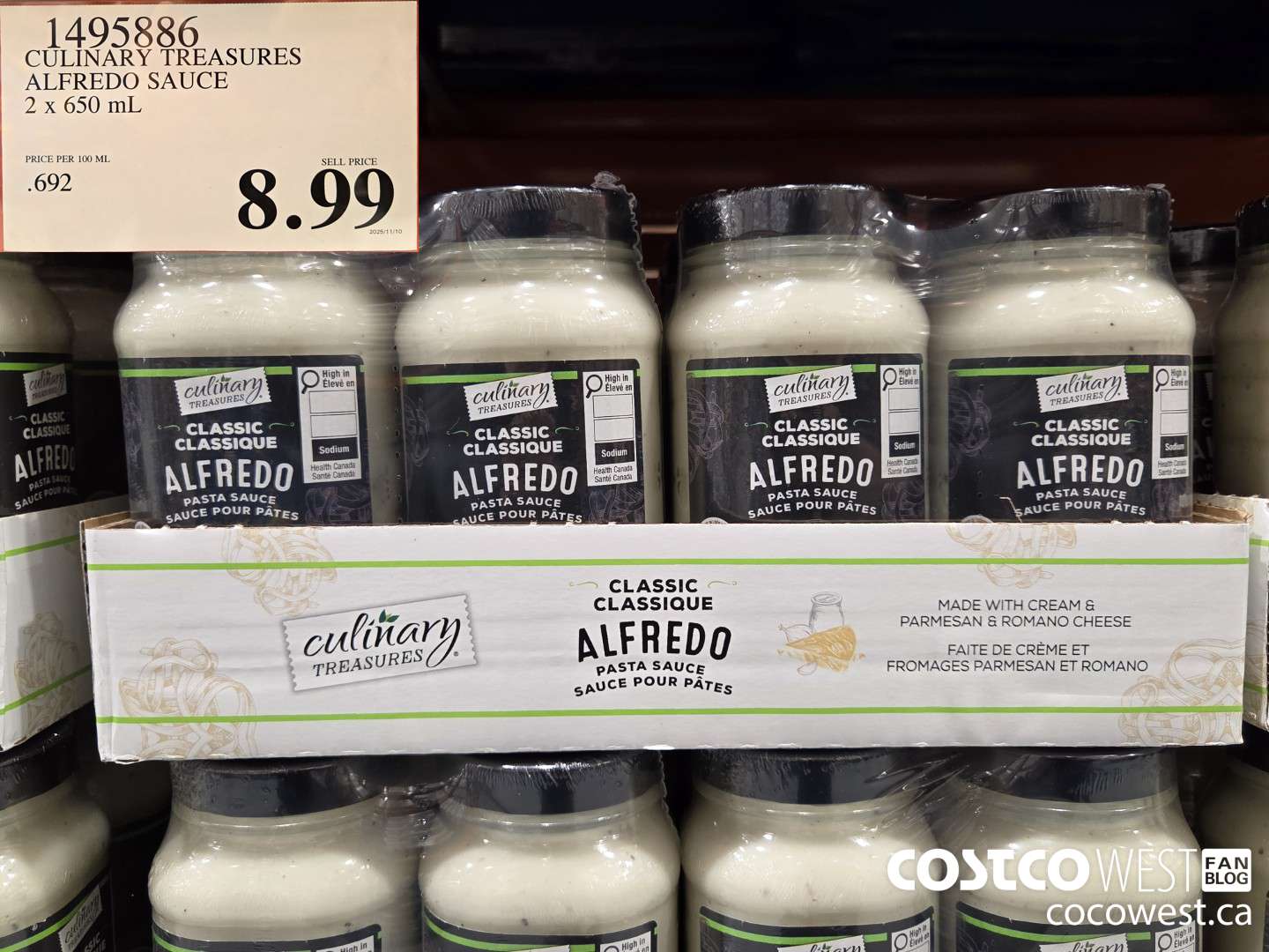 1495886 CULINARY TREASURES ALFREDO SAUCE $8.99