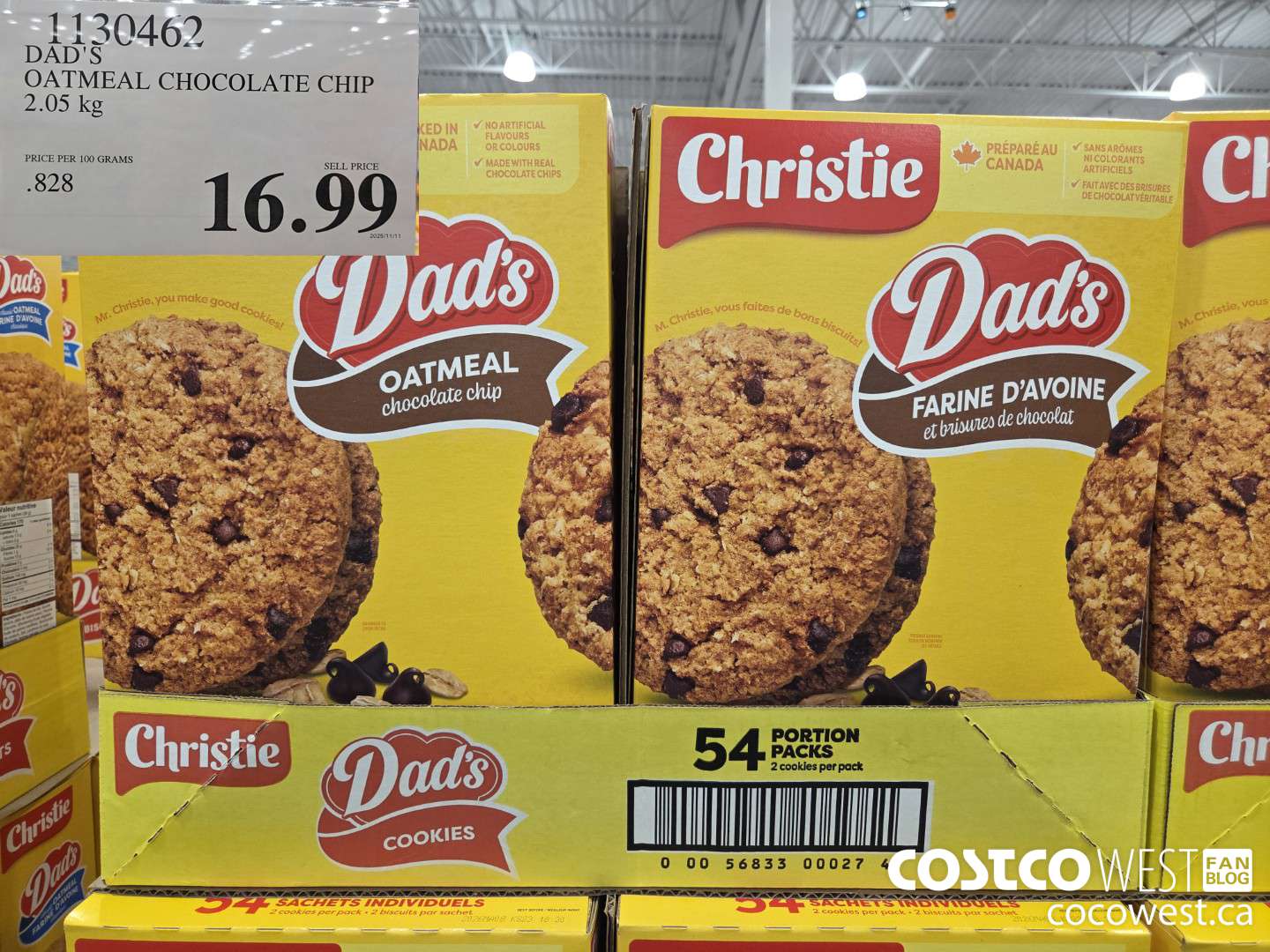 130462 DAD'S OATMEAL CHOCOLATE CHIP 1.8 KG $16.99