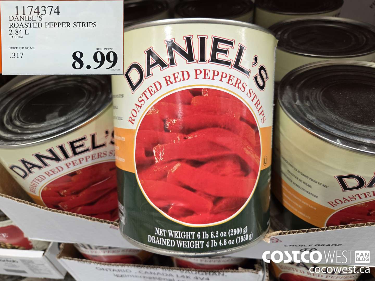 1174374 DANIEL'S ROASTED PEPPER STRIPS 2.84 L $8.99