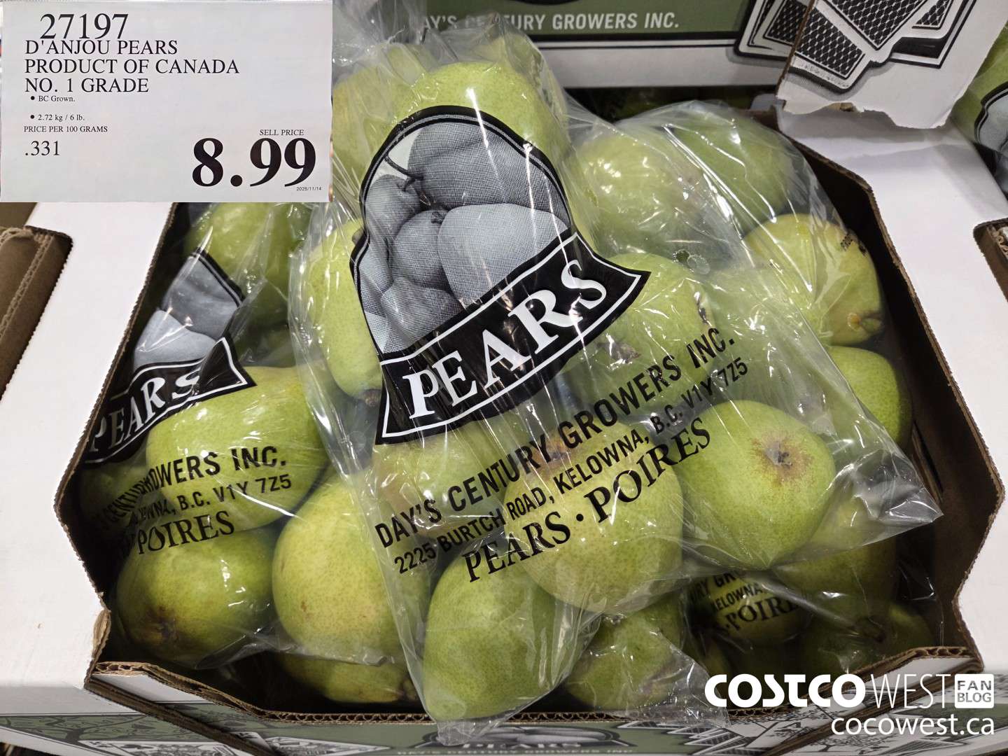 27197 D'ANJOU PEARS PRODUCT OF CANADA NO. 1 GRADE $8.99
