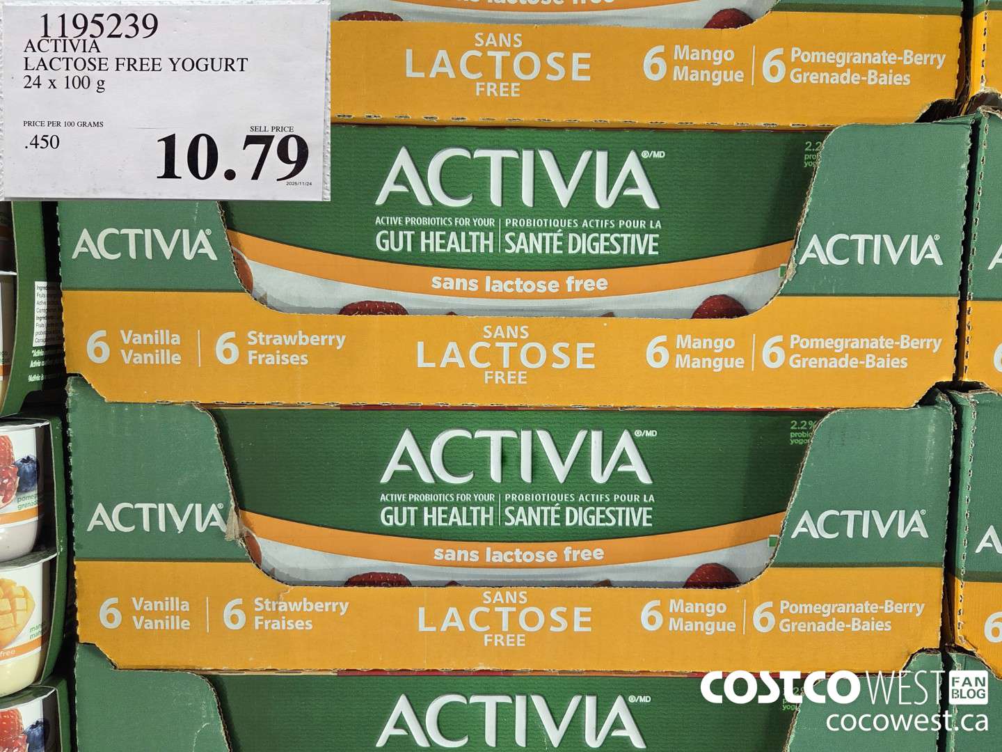 1195239 DANONE ACTIVIA LACTOSE FREE YOGURT 24 x 100 g $10.79