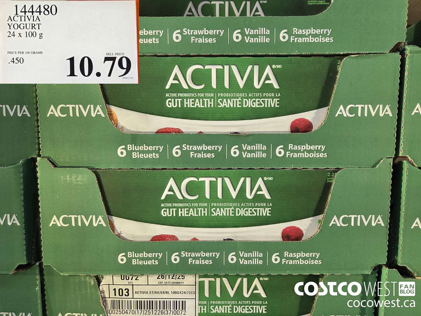 144480 DANONE ACTIVIA YOGURT 24 x 100 g $10.79