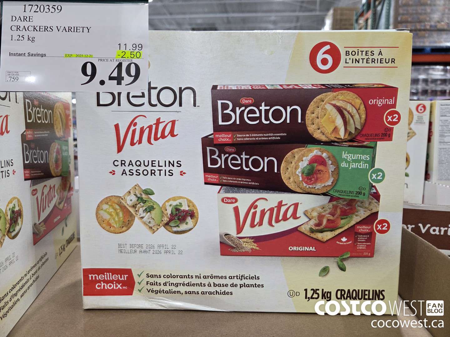 1720359 DARE CRACKERS VARIETY 6 PACK 1.25 KG ($2.50 INSTANT SAVINGS EXPIRES ON 2025-12-21) $9.49