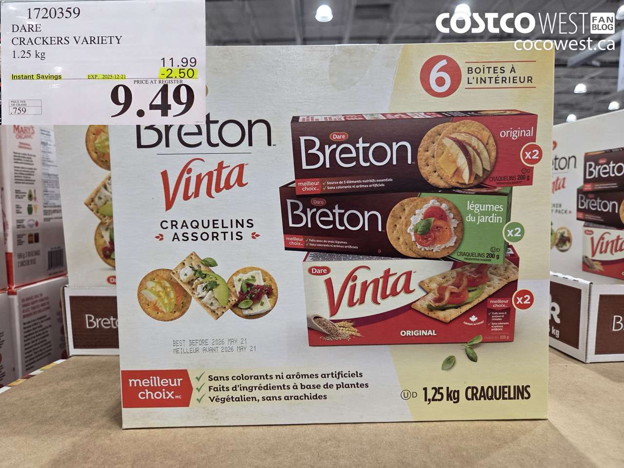 1720359 DARE CRACKERS VARIETY 6 PACK 1.25 KG ($2.50 INSTANT SAVINGS EXPIRES ON 2025-12-21) $9.49