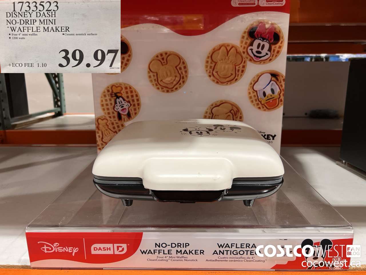 1733523 DASH DISNEY NO-DRIP WAFFLE MAKER $39.97