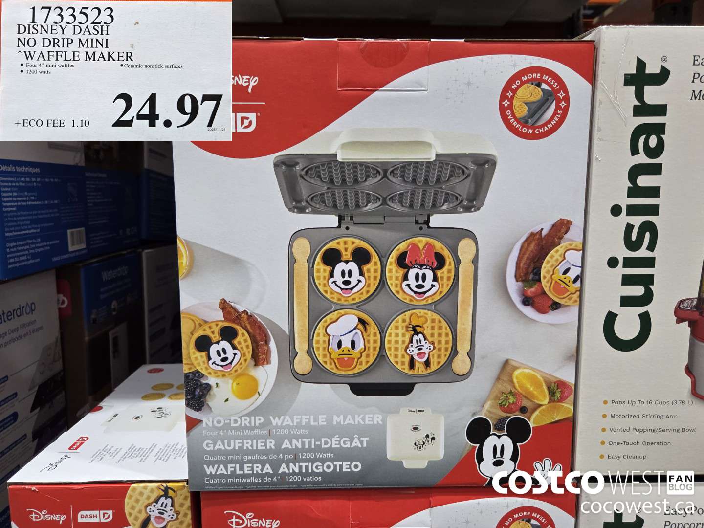 1733523 DASH DISNEY NO-DRIP WAFFLE MAKER $24.97