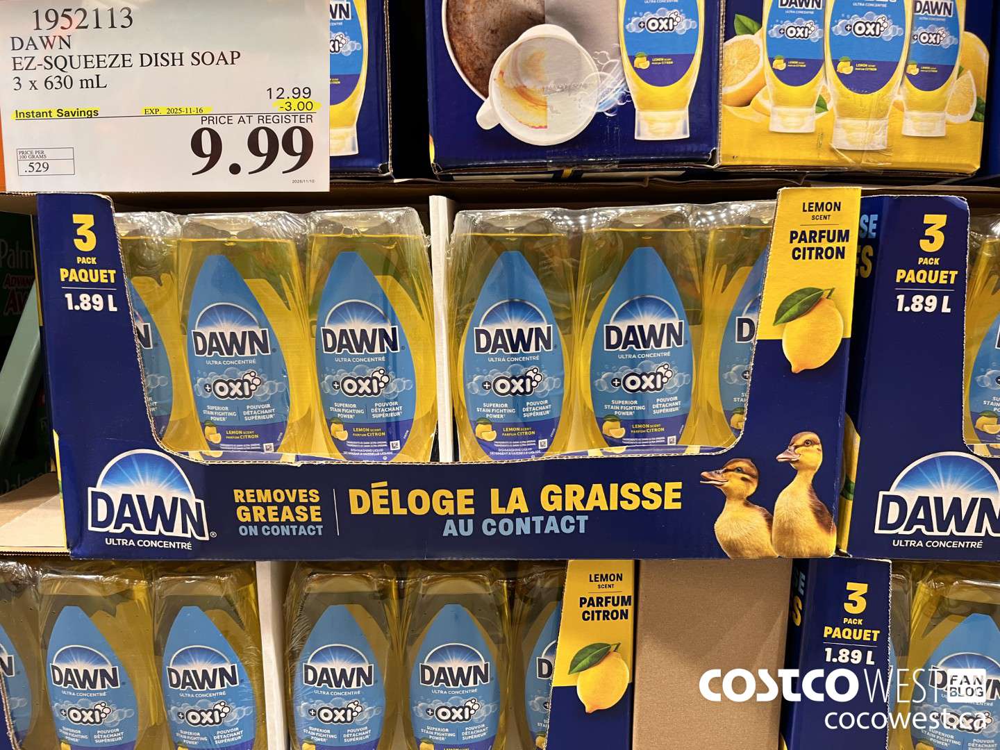 1952113 DAWN EZ-SQUEEZE DISH SOAP 3 X 630ML ($3.00 INSTANT SAVINGS EXPIRES ON 2025-11-16) $9.99