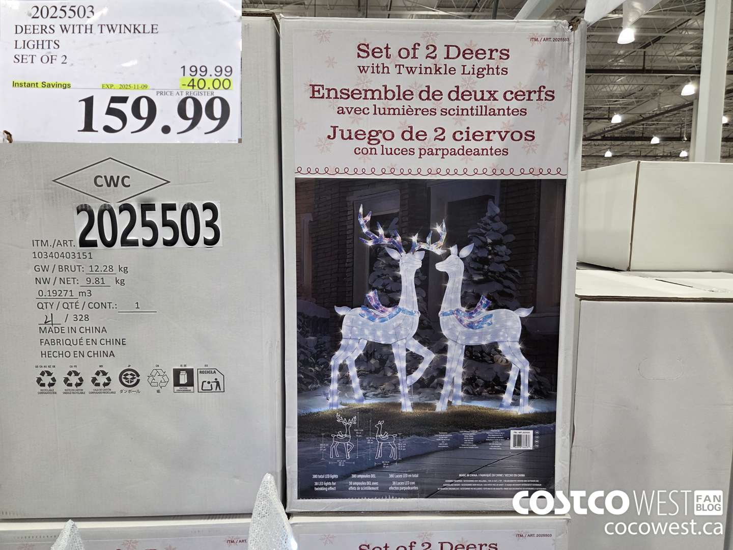 2025503 DEERS WITH TWINKLE LIGHTS SET OF 2 ($40.00 INSTANT SAVINGS EXPIRES ON 2025-11-09) $159.99