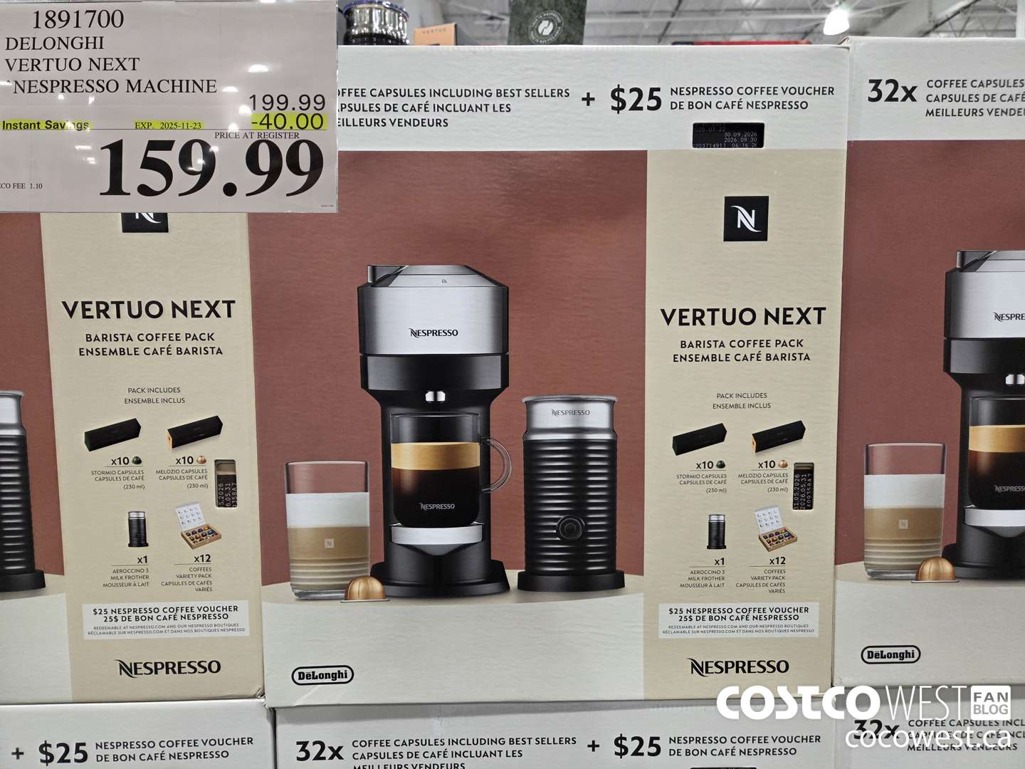 1891700 DELONGHI NESPRESSO VERTUO ESPRESSO MAKER ($40.00 INSTANT SAVINGS EXPIRES ON 2025-11-23) $159.99