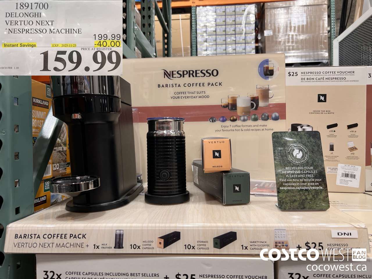 1891700 DELONGHI NESPRESSO VERTUO ESPRESSO MAKER ($40.00 INSTANT SAVINGS EXPIRES ON 2025-11-23) $159.99