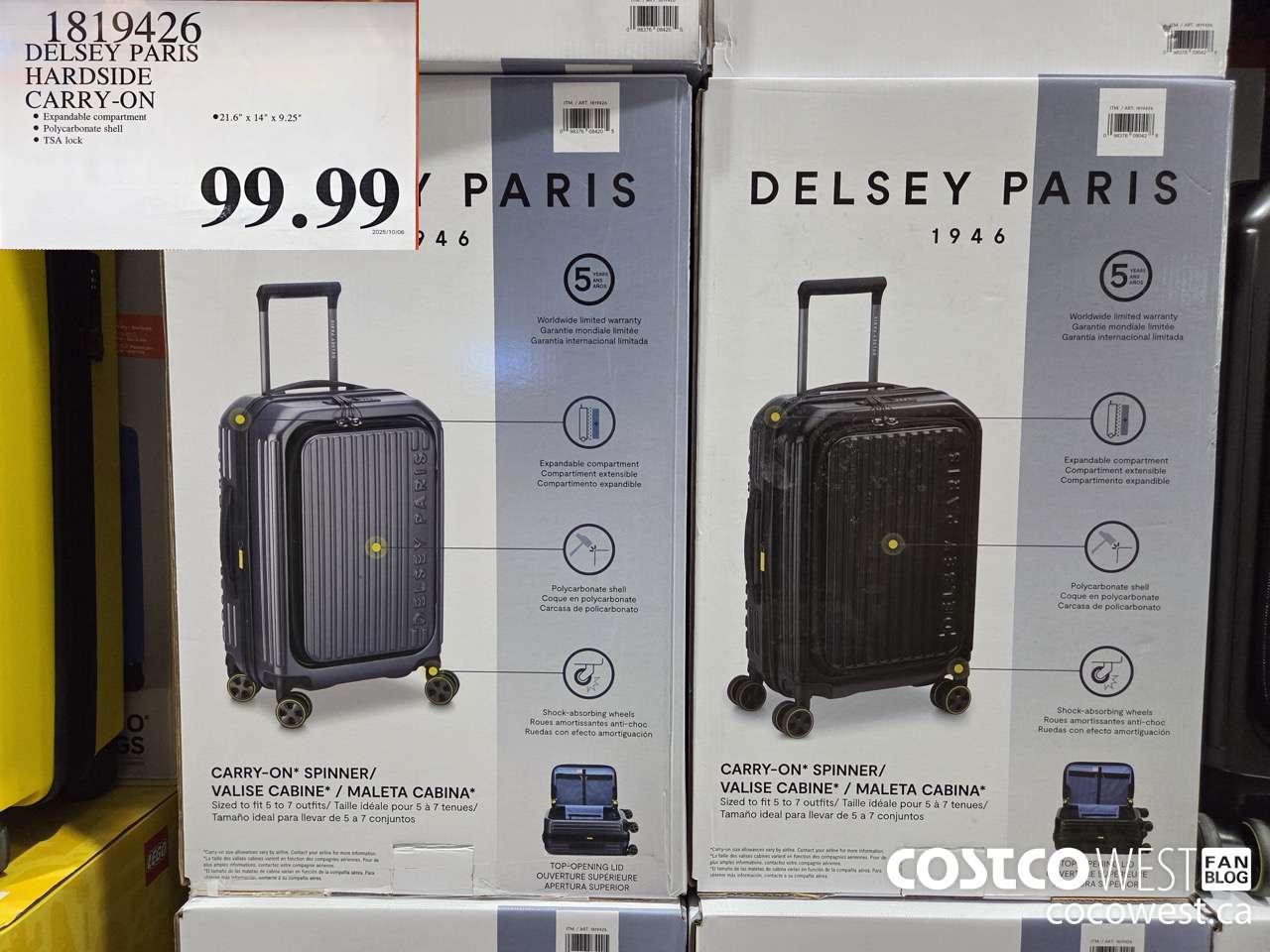 1819426 DELSEY PARIS HARDSIDE CARRY ON $99.99