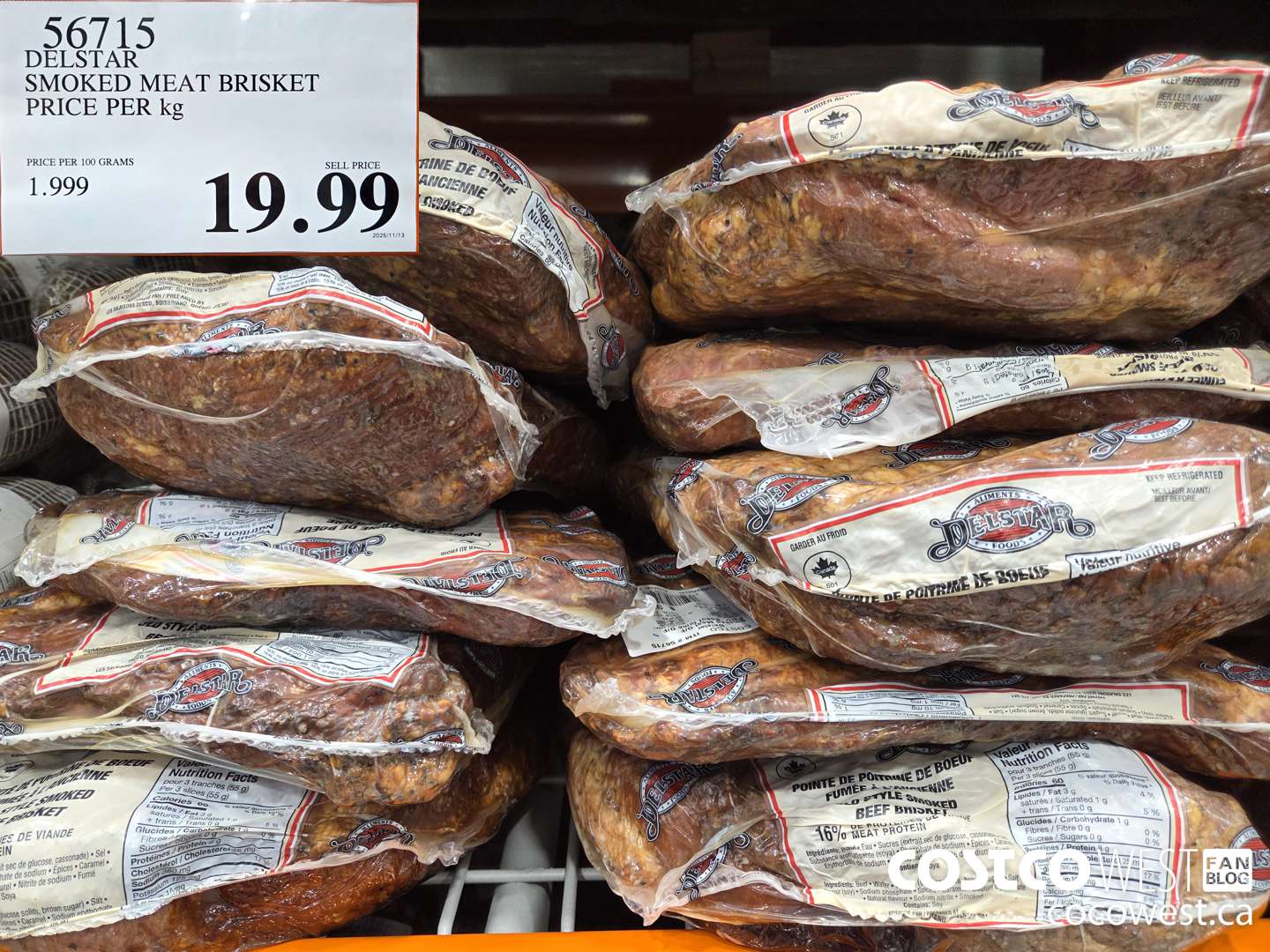 56715 DELSTAR SMOKED MEAT BRISKET PRICE PER kg $19.99